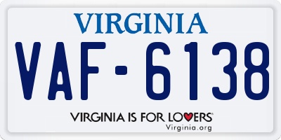 VA license plate VAF6138