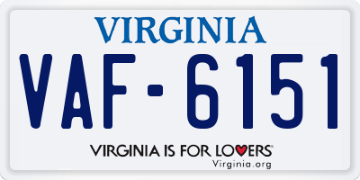 VA license plate VAF6151