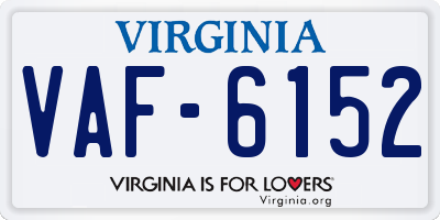 VA license plate VAF6152