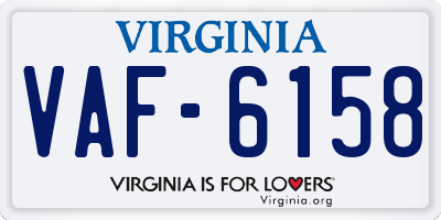 VA license plate VAF6158