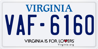 VA license plate VAF6160