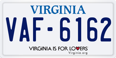 VA license plate VAF6162