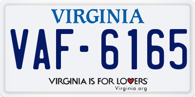 VA license plate VAF6165