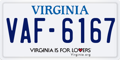 VA license plate VAF6167