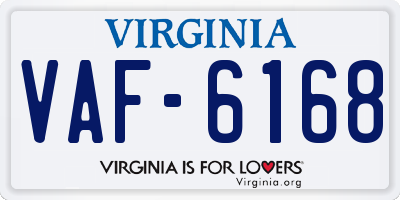 VA license plate VAF6168
