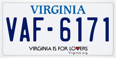 VA license plate VAF6171