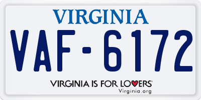 VA license plate VAF6172
