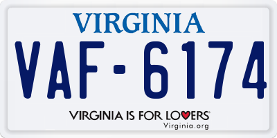 VA license plate VAF6174