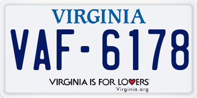 VA license plate VAF6178