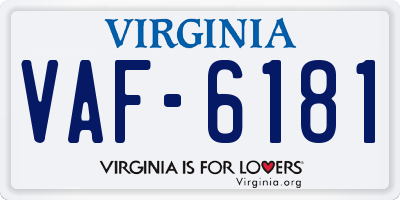 VA license plate VAF6181