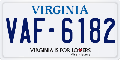 VA license plate VAF6182