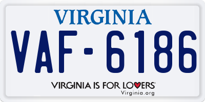 VA license plate VAF6186