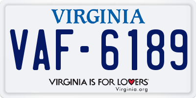 VA license plate VAF6189