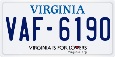 VA license plate VAF6190
