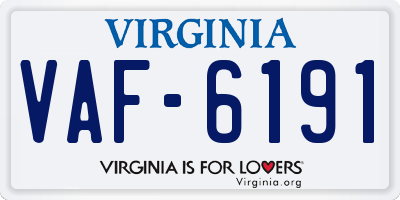 VA license plate VAF6191