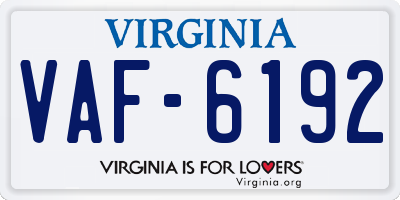 VA license plate VAF6192
