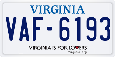 VA license plate VAF6193