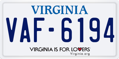 VA license plate VAF6194
