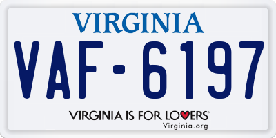 VA license plate VAF6197