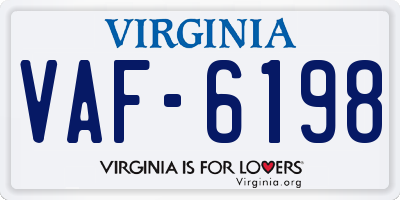 VA license plate VAF6198
