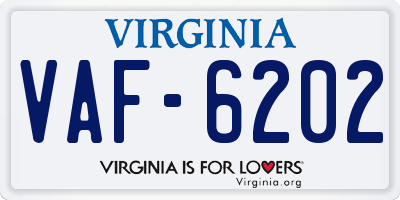 VA license plate VAF6202