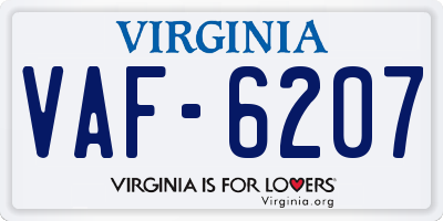 VA license plate VAF6207