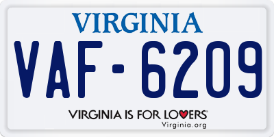 VA license plate VAF6209