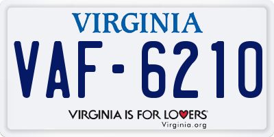 VA license plate VAF6210