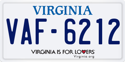 VA license plate VAF6212