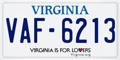 VA license plate VAF6213