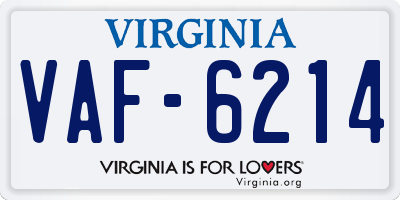 VA license plate VAF6214