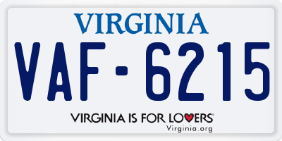 VA license plate VAF6215