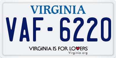VA license plate VAF6220