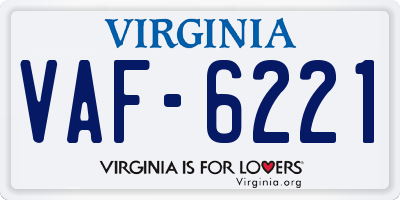 VA license plate VAF6221