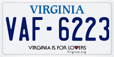VA license plate VAF6223
