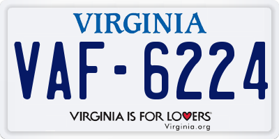 VA license plate VAF6224