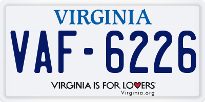 VA license plate VAF6226