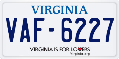 VA license plate VAF6227