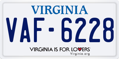 VA license plate VAF6228