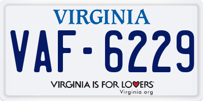 VA license plate VAF6229