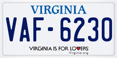 VA license plate VAF6230