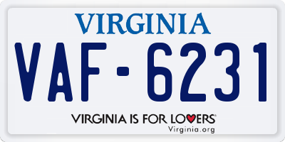 VA license plate VAF6231