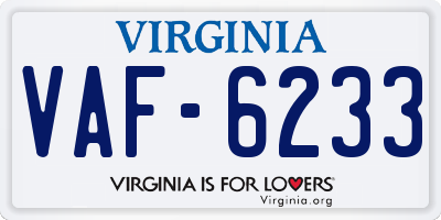 VA license plate VAF6233