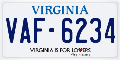 VA license plate VAF6234