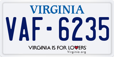 VA license plate VAF6235
