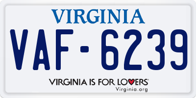 VA license plate VAF6239