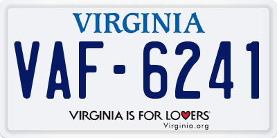 VA license plate VAF6241