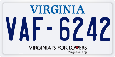 VA license plate VAF6242