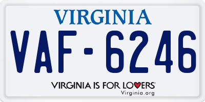 VA license plate VAF6246
