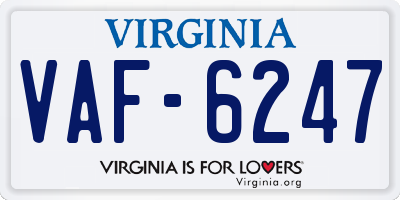 VA license plate VAF6247